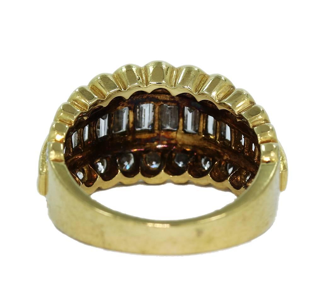 Van Cleef & Arpels Round and Emerald Cut Diamonds Gold Ring In Good Condition For Sale In Naples, FL