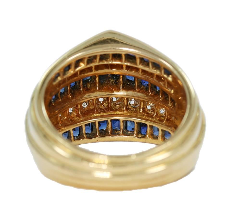Oscar Heyman Sapphire Diamond Gold 3 Tier 5 Row Ring For Sale 1