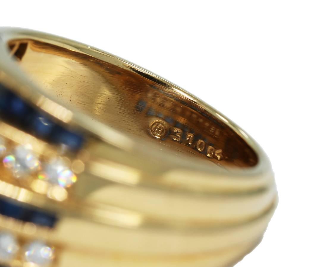 Oscar Heyman Sapphire Diamond Gold 3 Tier 5 Row Ring For Sale 2