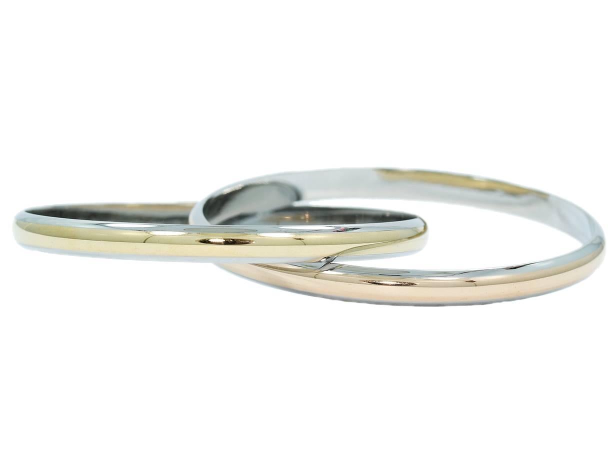 Cartier Acier Stainless Steel with Gold Inlay Double Bangle Bracelet In Excellent Condition In Naples, FL