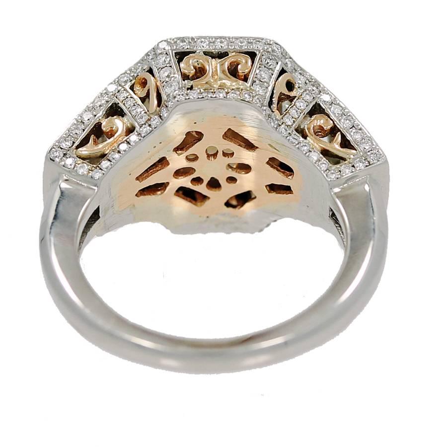Women's or Men's 18K Gold Ring with Fancy Range Brown Cshion Cut Diamond GIA Report For Sale