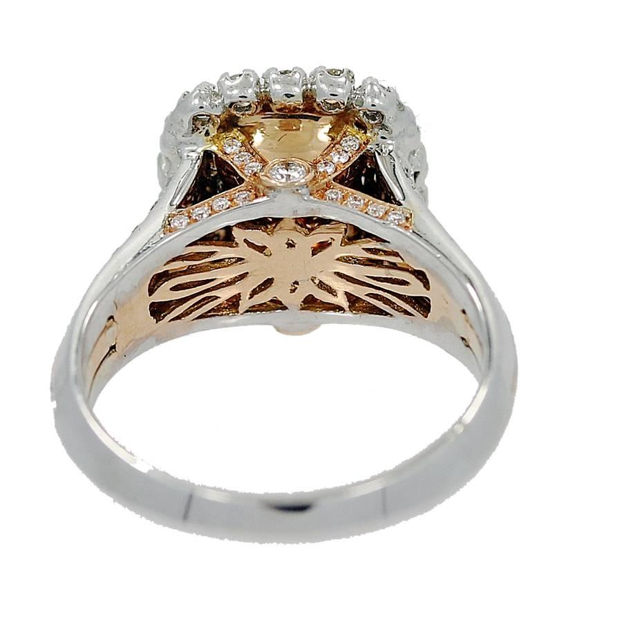 Women's 18K Gold Ring with a Natural Fancy Dark Greenish Yellow Brown Diamond For Sale