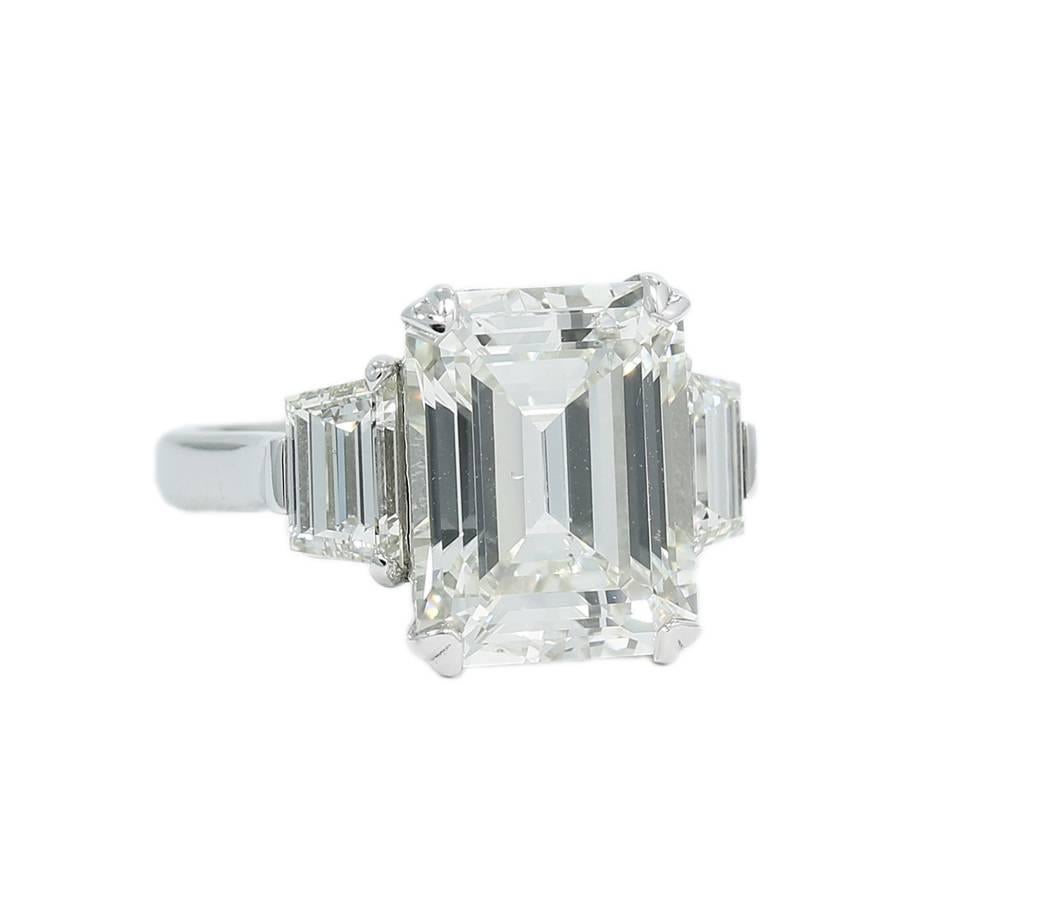 7.00 Carat GIA Emerald Cut Diamond Three-Stone Engagement Ring In New Condition For Sale In Naples, FL