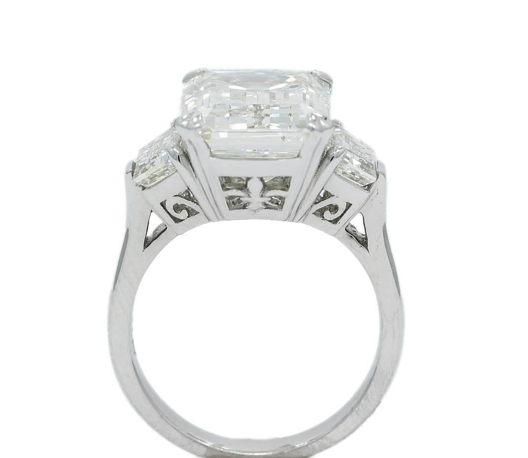 7.00 Carat GIA Emerald Cut Diamond Three-Stone Engagement Ring For Sale 2