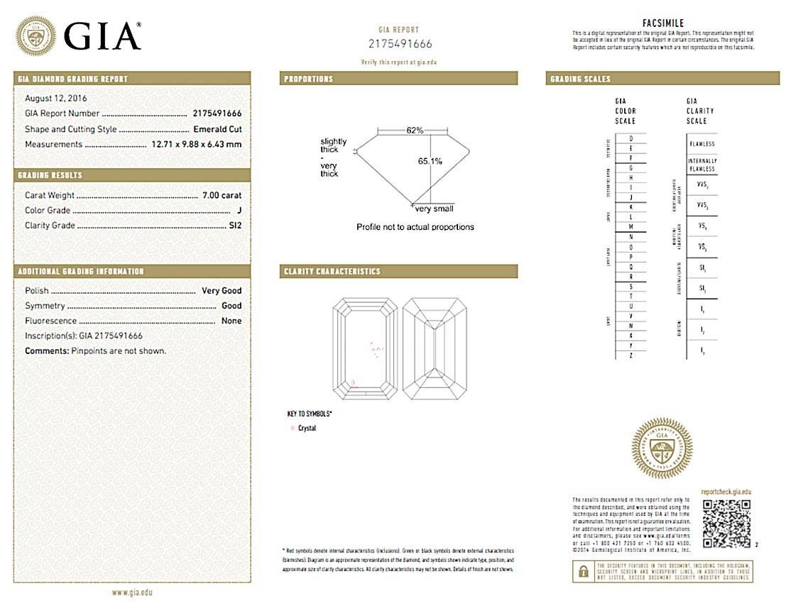 7.00 Carat GIA Emerald Cut Diamond Three-Stone Engagement Ring For Sale 3