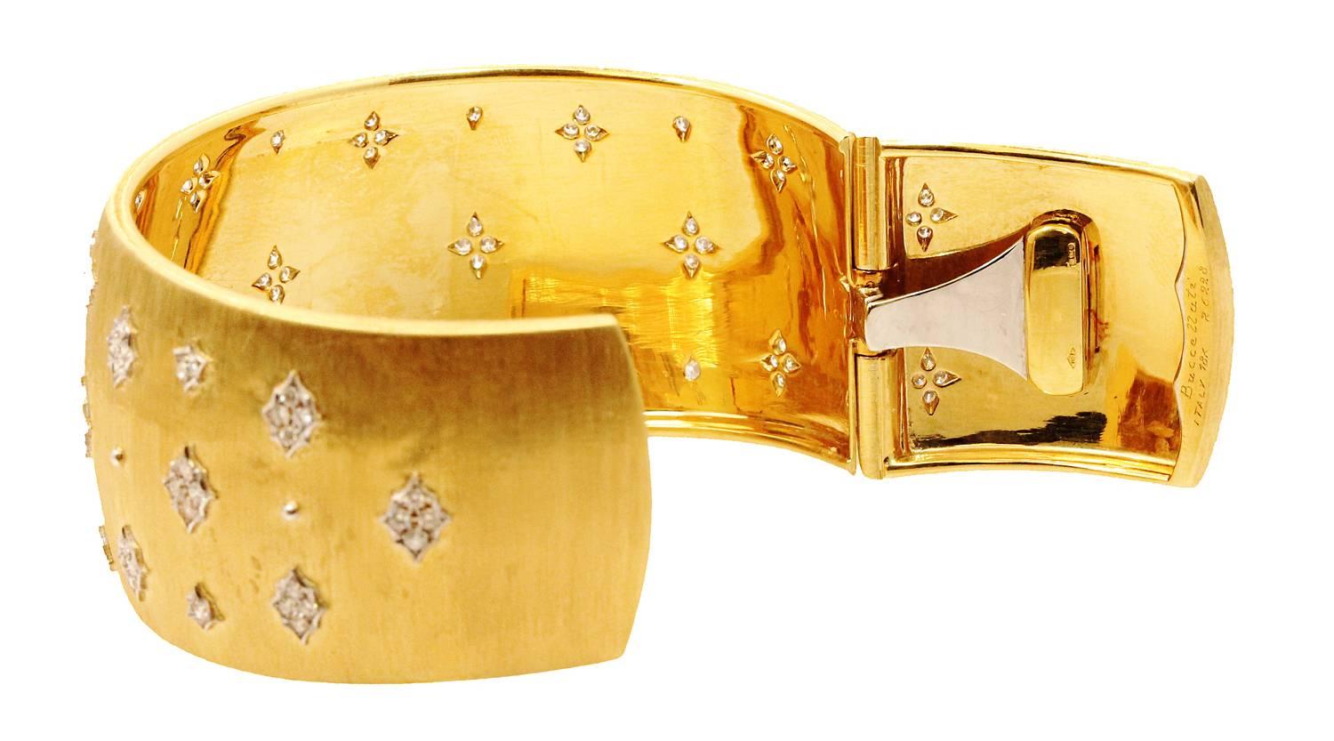 Women's Buccellati  3.5 cm Silk Cuff Bracelet with Diamonds For Sale