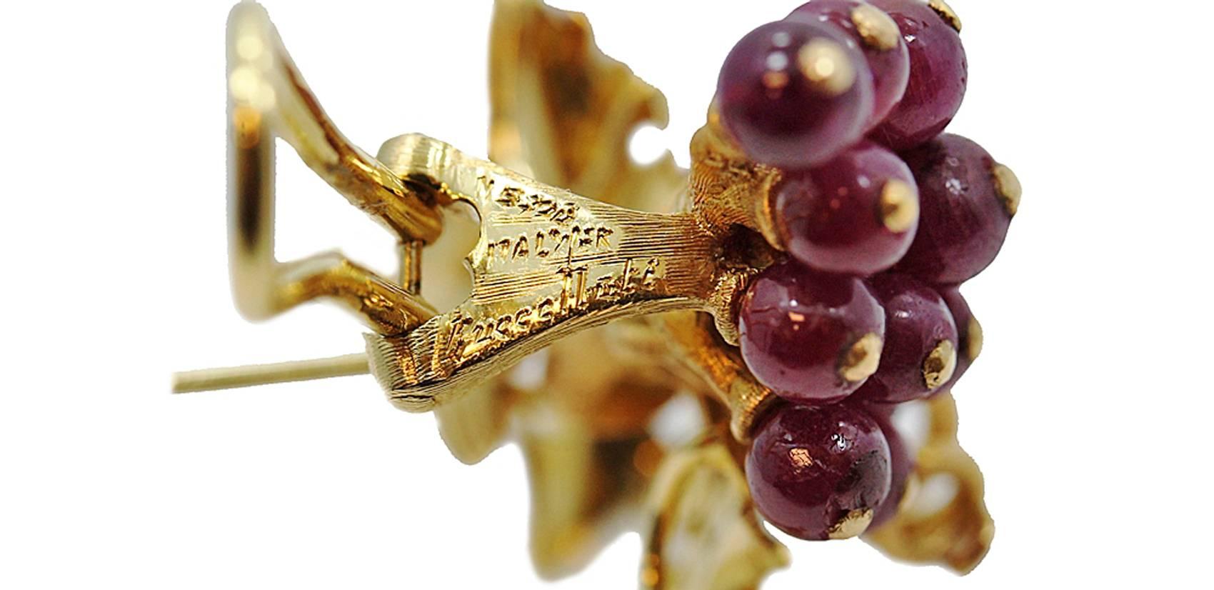 Buccellati Fancy Carved Ruby Gold Earrings In New Condition For Sale In Naples, FL