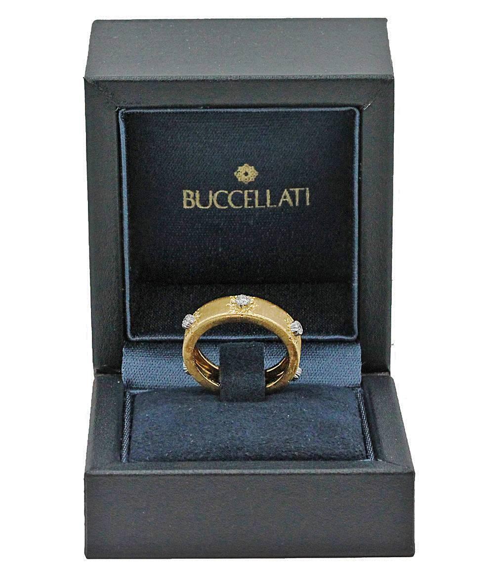 Buccellati Classica Diamond Two Color Gold Band Ring For Sale 1