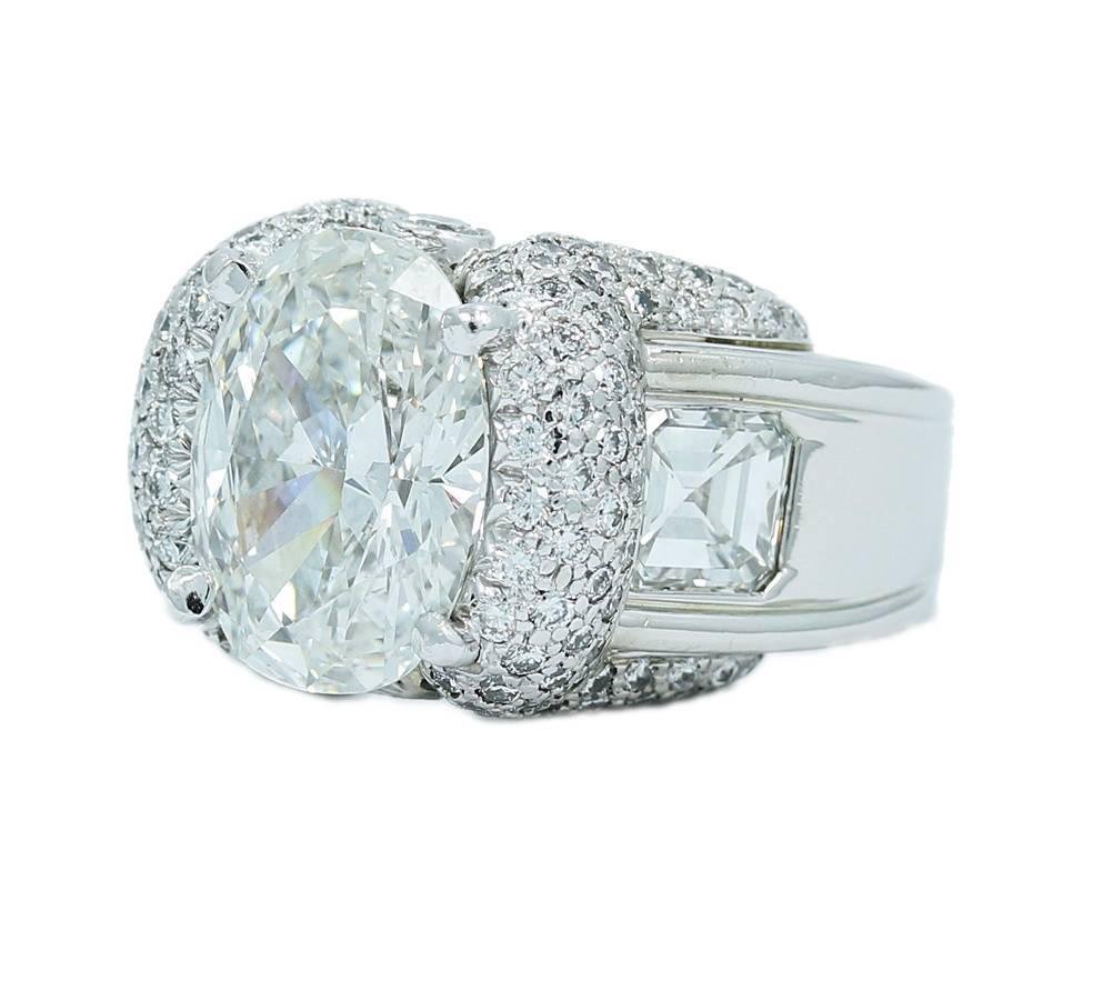 Charles Krypell GIA Reports 5.02 Oval Square Diamond Engagement Ring In Excellent Condition For Sale In Naples, FL