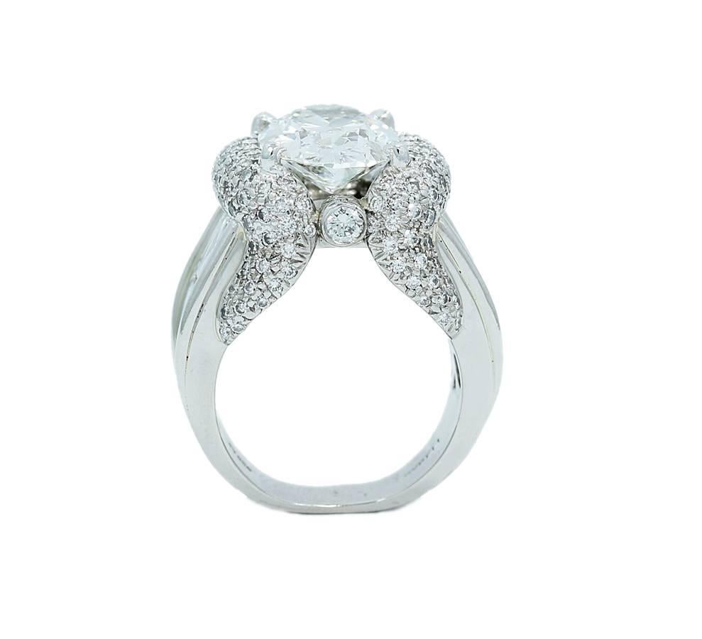 Women's or Men's Charles Krypell GIA Reports 5.02 Oval Square Diamond Engagement Ring For Sale