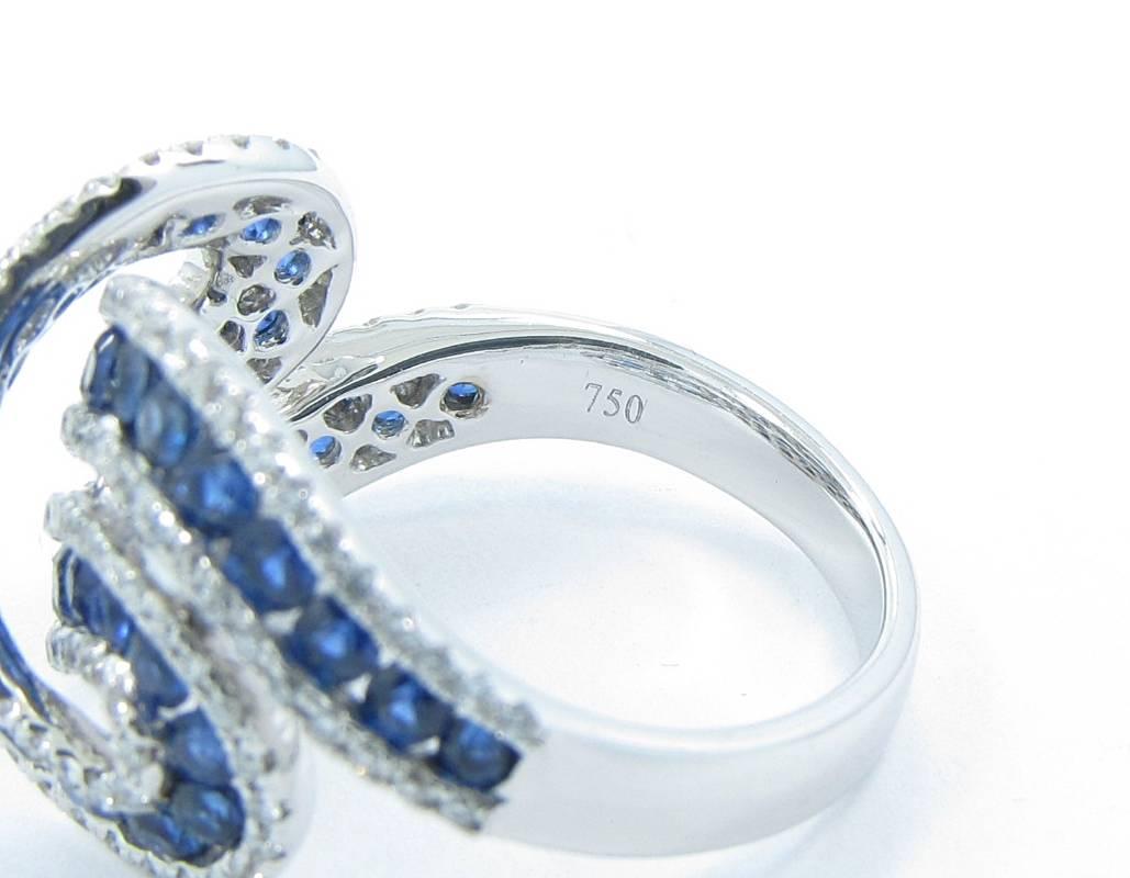 Blue Sapphire Diamond Ring  For Sale 3