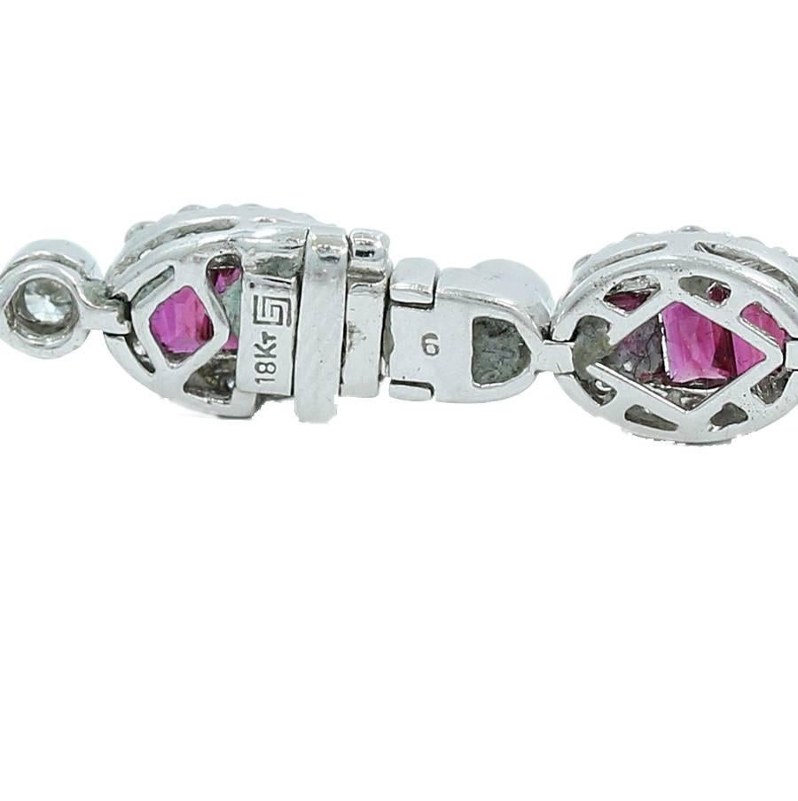 Ruby and Diamond Tennis Bracelet 9cts White Gold  In Excellent Condition For Sale In Naples, FL
