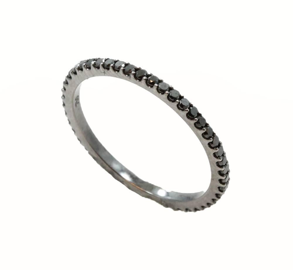 18K White Gold Eternity Band With 50 Black Diamonds With a Total Carat Weight Of 0.50.