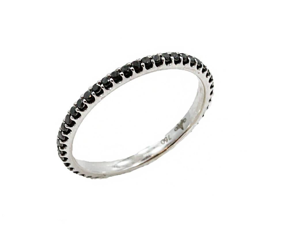 18K White Gold Eternity Band With 46 Black Diamonds With a Total Carat Weight Of 0.50. In a Size 7