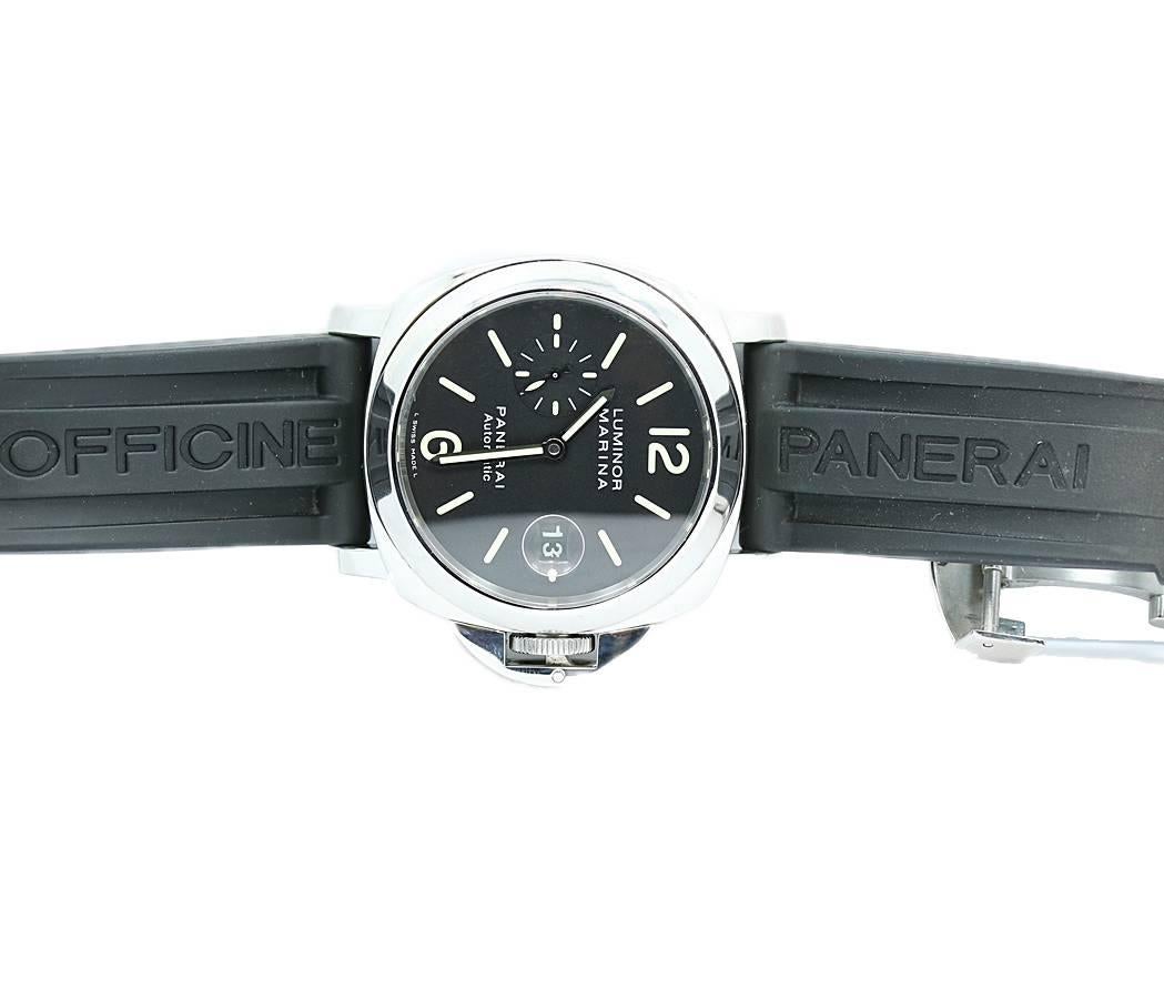 Panerai Luminor Marina Automatic Wristwatch with Tang Buckle Rubber Strap  In Excellent Condition In Naples, FL