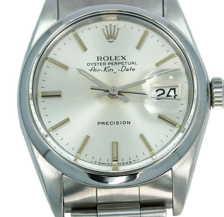 Rolex Steel Air King Date Oyster Perpetual Automatic Wristwatch  In Good Condition For Sale In Naples, FL