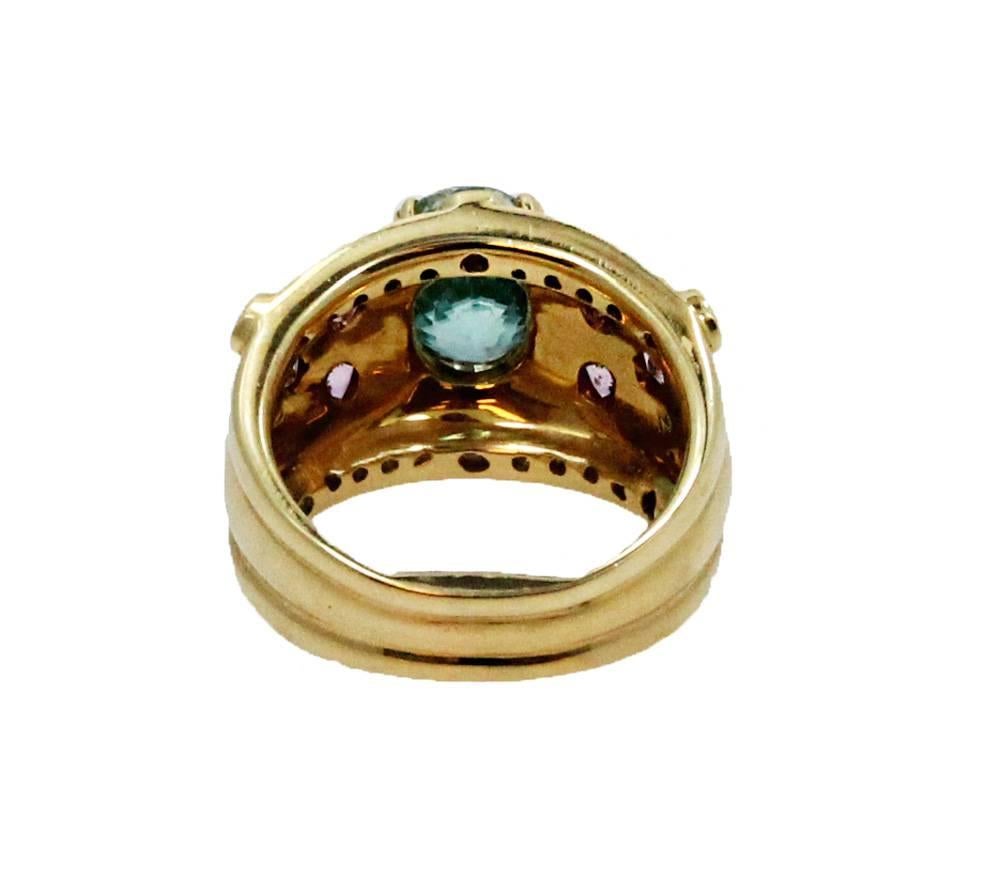 Women's  Aquamarine  Diamond Gold Ring For Sale
