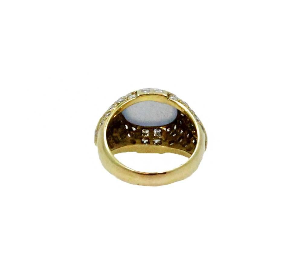 Women's  Gold Chalcedony and Diamond Ring For Sale