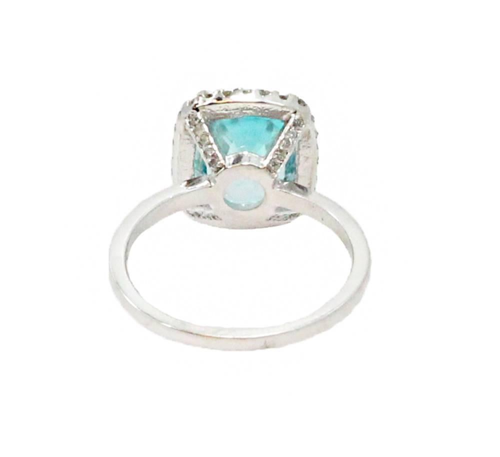 Women's Blue Zircon and Diamond Ring For Sale