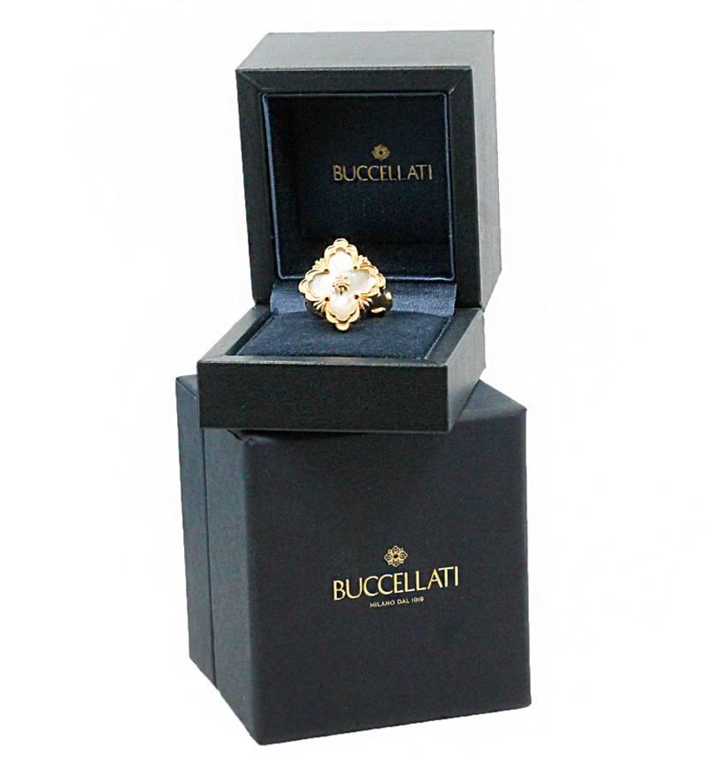 18K Yellow Gold Buccellati Mother Of Pearl Opera Collection Ring In New Condition In Naples, FL