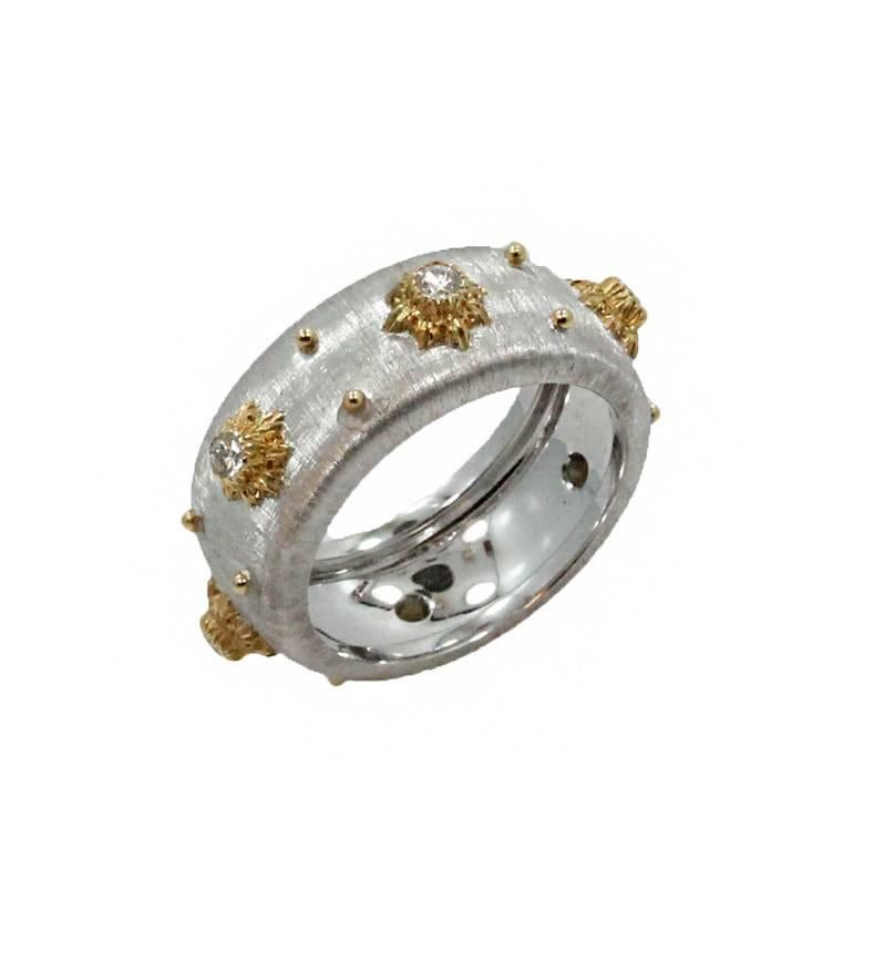 18K White Gold Buccellati Macri Diamond Band Ring In New Condition For Sale In Naples, FL