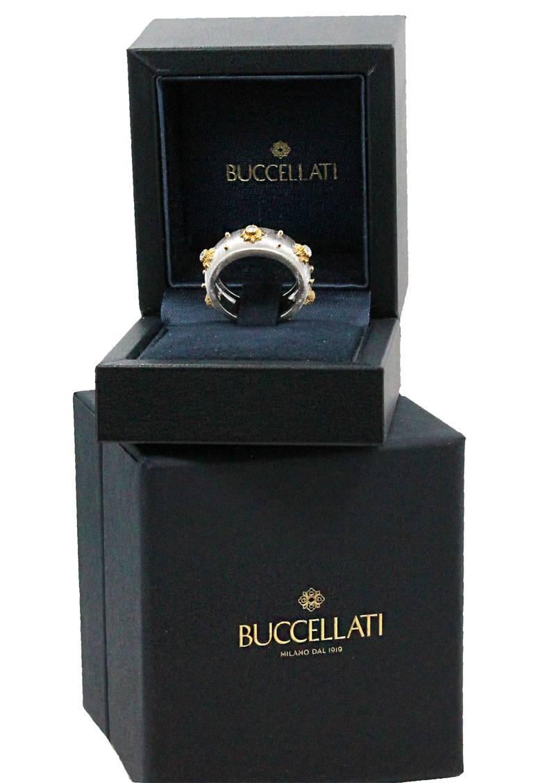 18K White Gold Buccellati Macri Diamond Band Ring For Sale 2