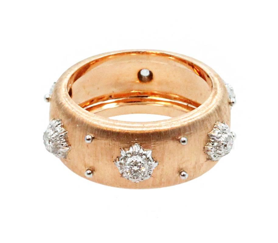  Rose Gold Buccellati Diamond Ring Band  In New Condition For Sale In Naples, FL