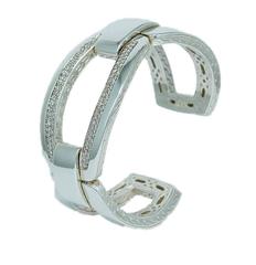 John Hardy Diamond Silver Bangle Cuff Bracelet