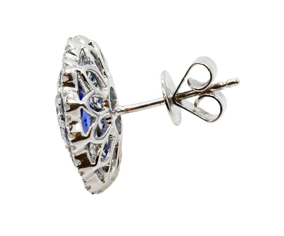 18 Karat White Gold Gregg Ruth Sapphire Earrings In New Condition For Sale In Naples, FL