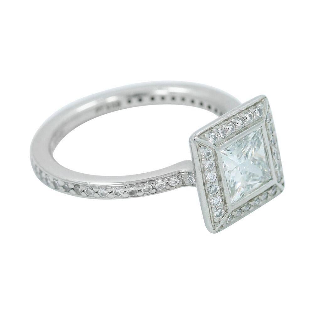 Up for sale is this beautiful G-H,VS 1.05 carat platinum princess cut diamond ring. The diamonds weighs .33 carats total weight. Ring sits at a size 4.5. It weighs a total of 4.8 grams. The ring is in great condition. It is stamped with "Ritani