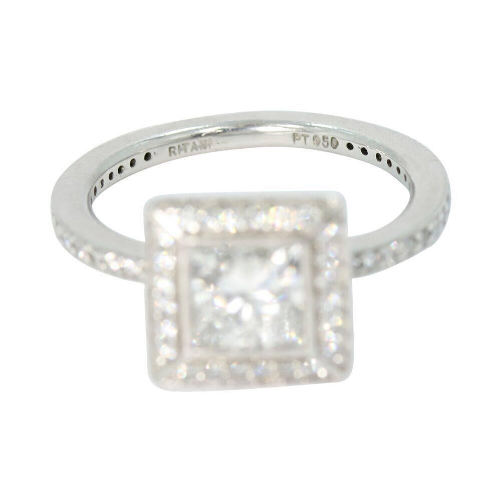 Princess Cut Diamond Platinum Ring in Ritani Mounting In Excellent Condition For Sale In Naples, FL