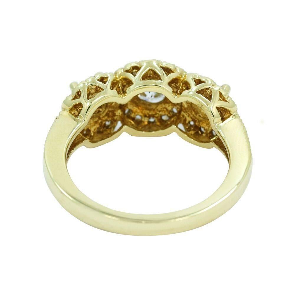 Three Stone Diamond Yellow Gold Ring  In Excellent Condition For Sale In Naples, FL