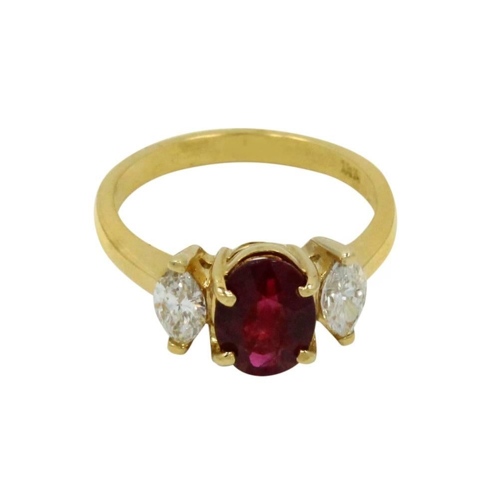 Ruby Diamond Yellow Gold Ring For Sale 1