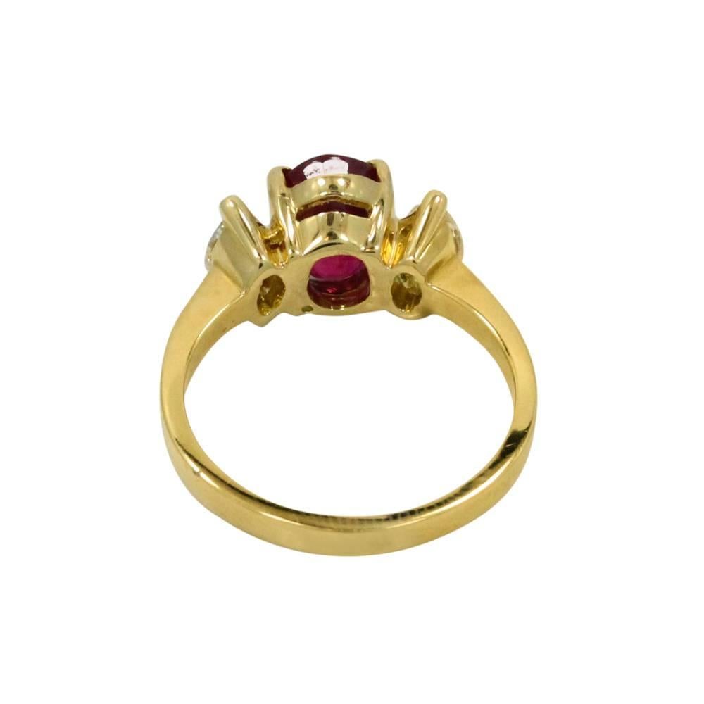 Ruby Diamond Yellow Gold Ring For Sale 2