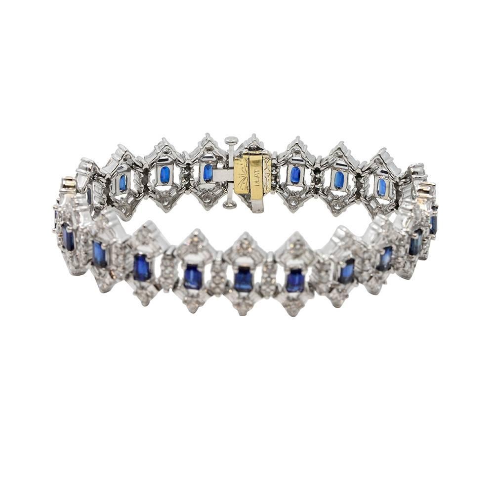 Platinum Bracelet With Blue Sapphires Weighing A Total Carat Weight Of 8.59ct And Diamonds Weighing A Total Carat Weight Of 9.68ct. 