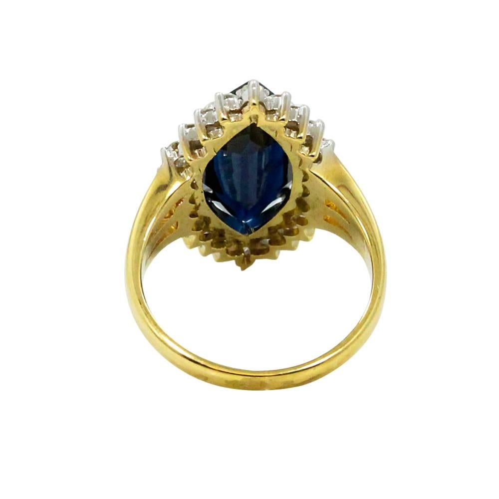 Sapphire Diamond Yellow Gold Ring For Sale 1