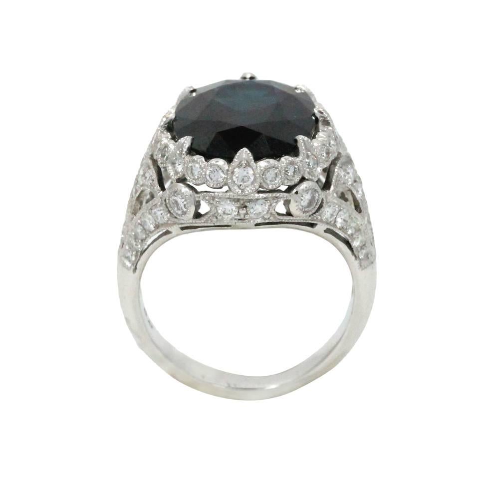Women's Sapphire Diamond Platinum Ring For Sale