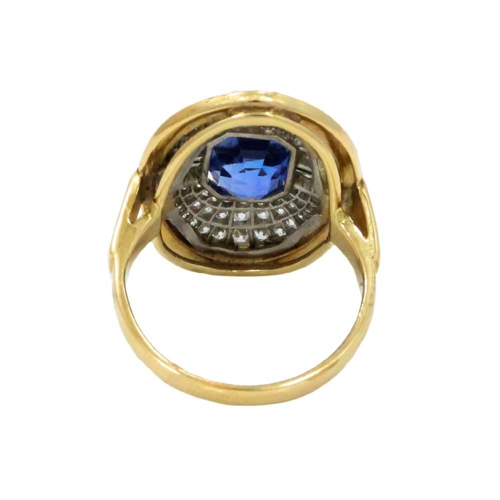 Sapphire Diamond Yellow Gold Ring For Sale 1