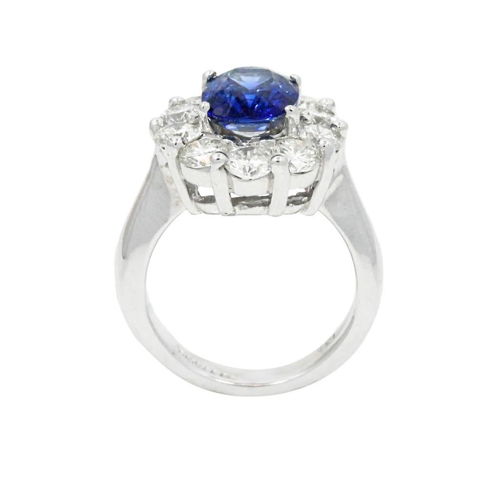 Women's Sapphire and Diamond Engagement Ring For Sale
