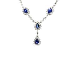 Sapphire Diamond White Gold Necklace