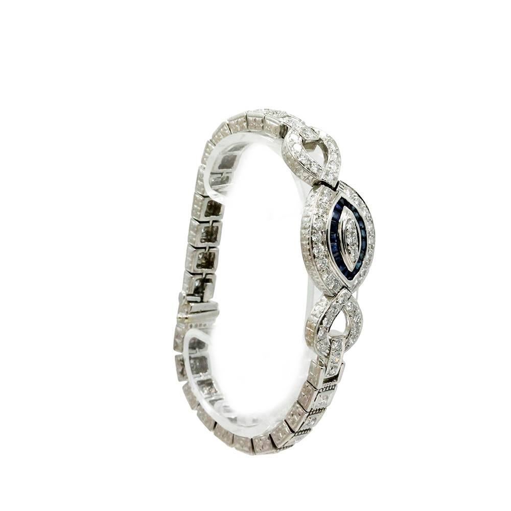 Sapphire Diamond White Gold Bracelet For Sale 1