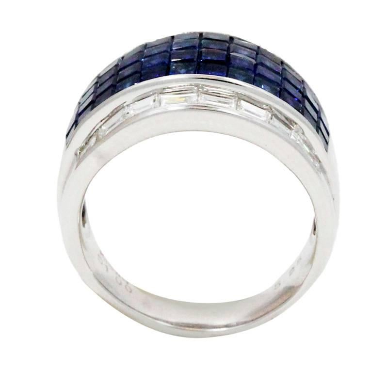 Sapphire Diamond White Gold Ring In Excellent Condition For Sale In Naples, FL