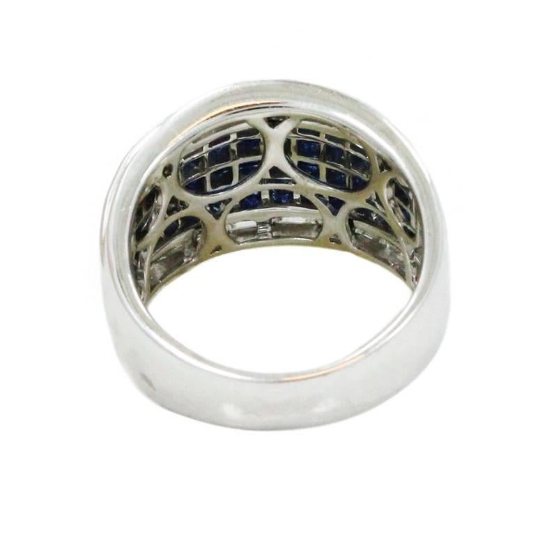 Women's Sapphire Diamond White Gold Ring For Sale