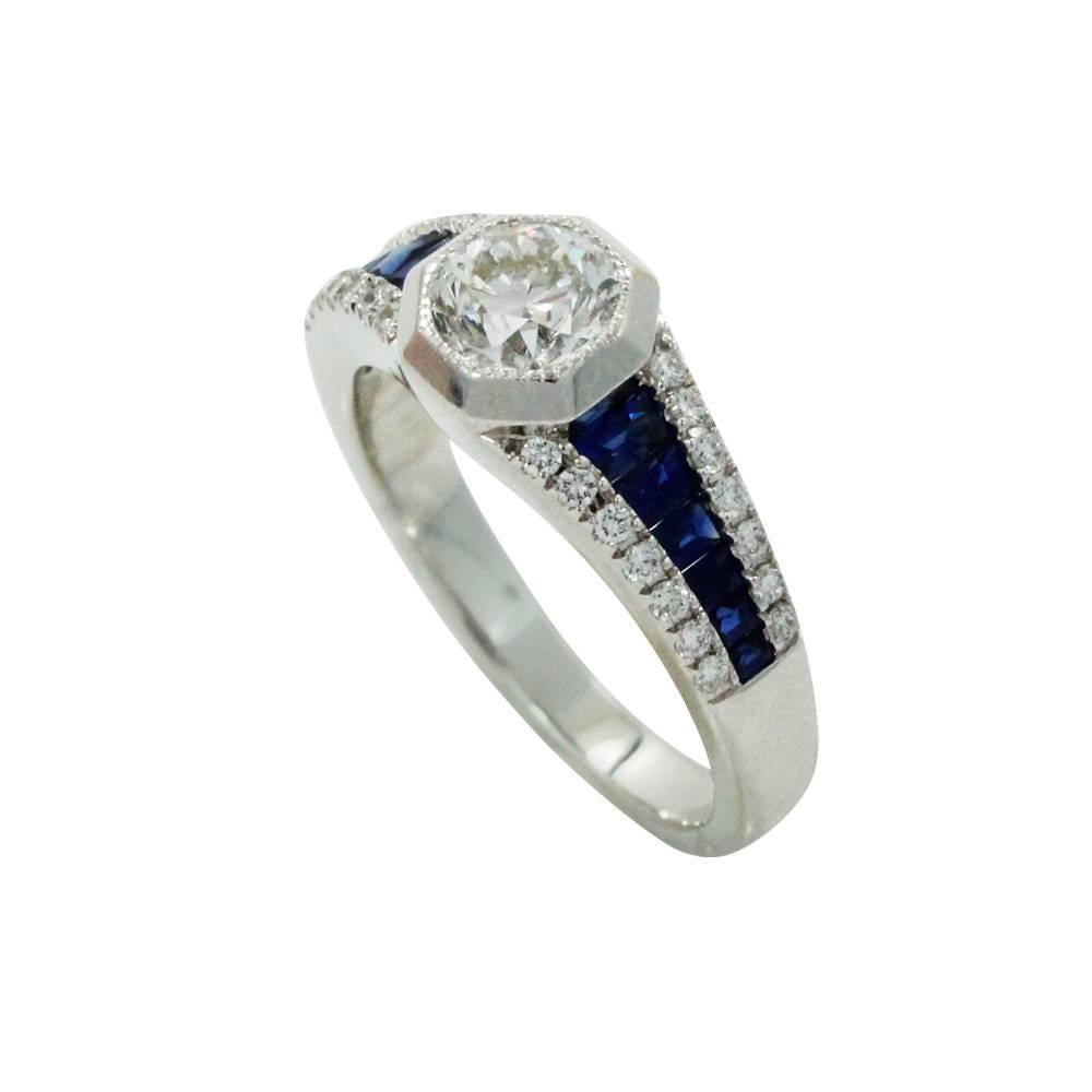 Sapphire and  Diamond Engagement Ring In Excellent Condition For Sale In Naples, FL