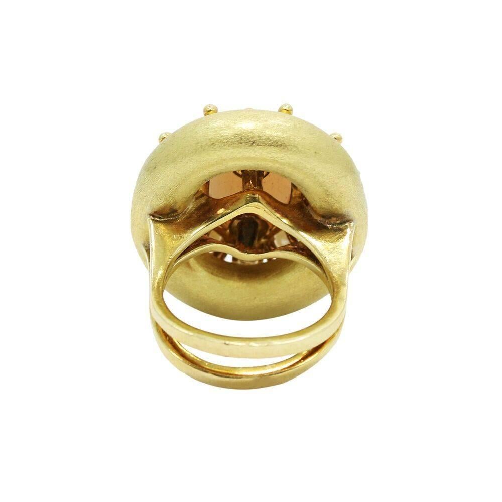 Angel Skin Coral Pearl Yellow Gold Ring In Good Condition For Sale In Naples, FL