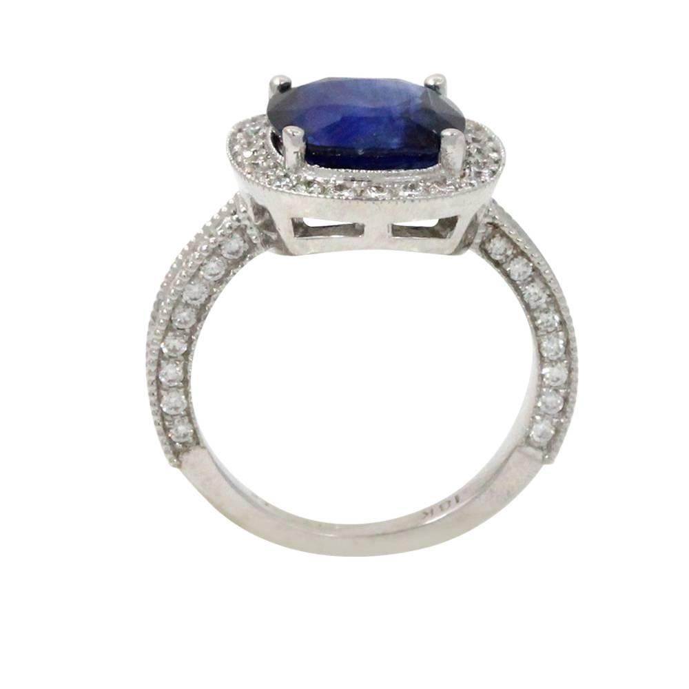 Women's 5.54 Carat Sapphire and Diamond  Engagement Ring For Sale