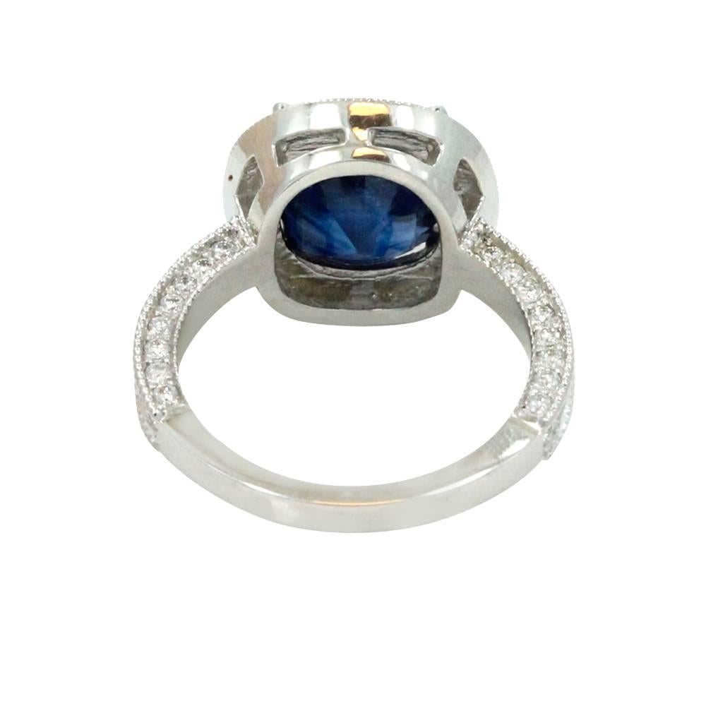 5.54 Carat Sapphire and Diamond  Engagement Ring For Sale 1