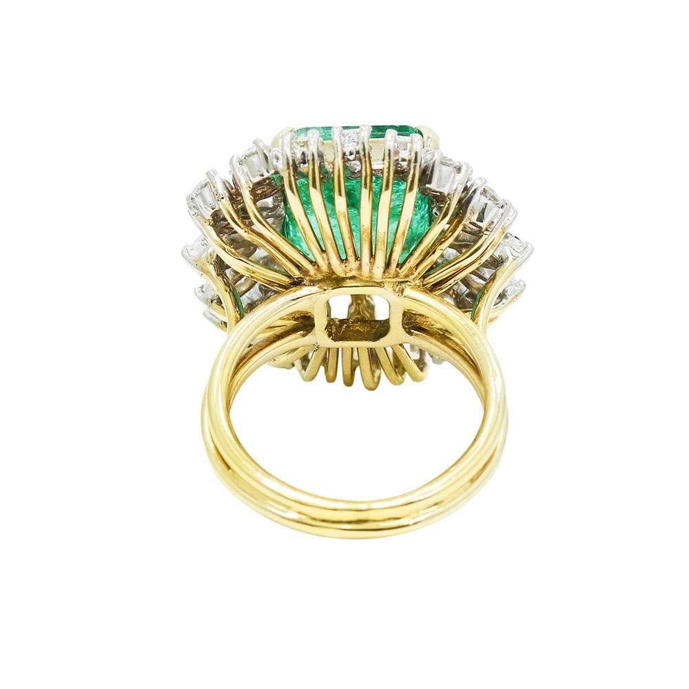 Emerald Diamond White and Yellow Gold Ring In Excellent Condition For Sale In Naples, FL