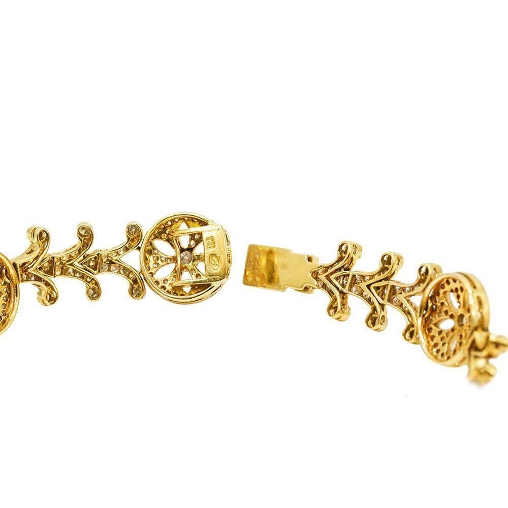 Diamond Yellow Gold Bracelet In Excellent Condition For Sale In Naples, FL