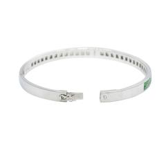 Blue and Green Sapphire White Gold Bangle Bracelet